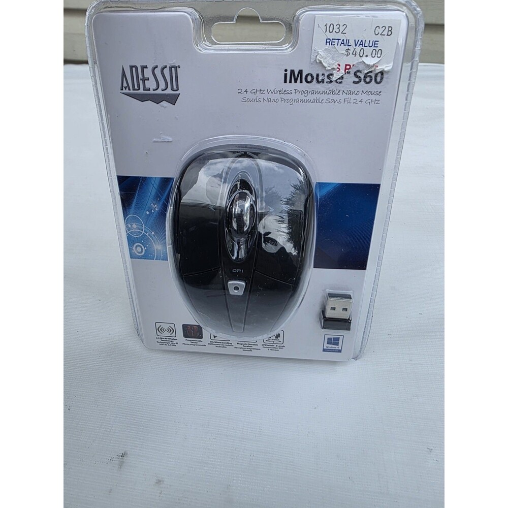 Adesso iMouse S60B - 2.4 GHz Wireless Programmable Nano Mouse NEW